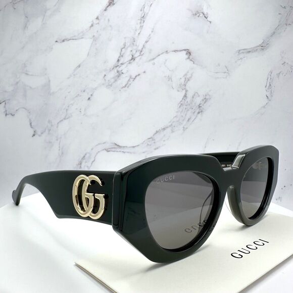 New Gucci Sunglasses Black Cat Eye Gold GG Logo Womens main image 12
